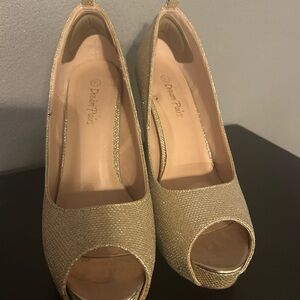 Dream Pairs Gold High Heel Peep Toe Pumps